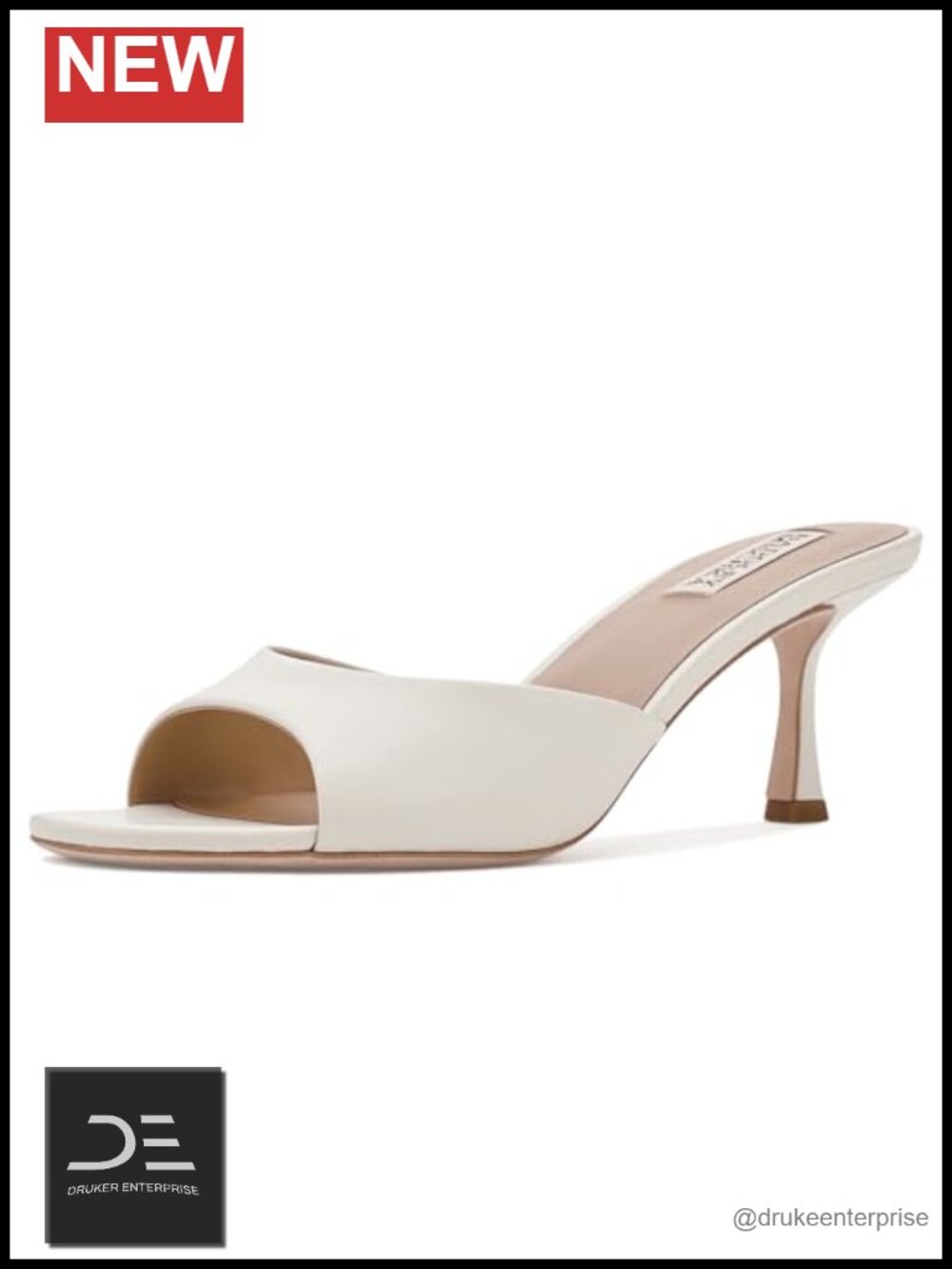 Badgley Mischka Draya Women's Leather Kitten Heel Slip-On Square Toe Sandals